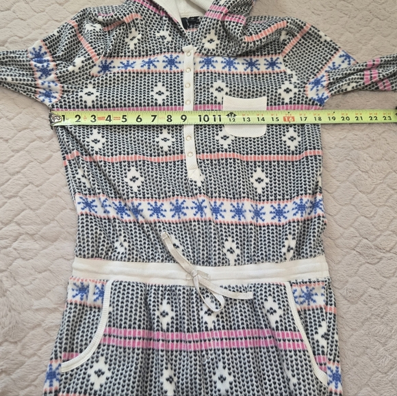 Kensie Fleece Hooded Holiday Festive Winter Pattern Onesie Pajamas, Medium - Picture 5 of 12